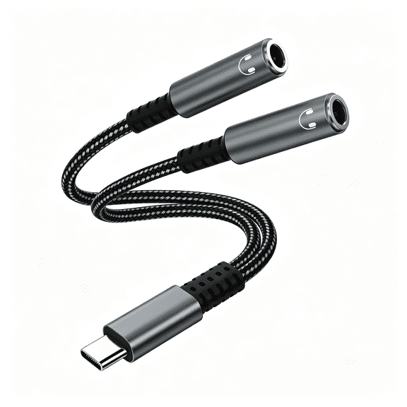 GJX Usb C to Dual 3.5Mm Headphone Splitter Adapter, Type C to 2 Aux Headphone Jack Y Cable for Sharing Music\/Movies, Compatible with Ipad Pro, Iphone 17\/16\/15, Galaxy S26\/S25\/S24