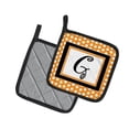 thumbnail image 2 of Letter G Initial Monogram - Orange Polkadots Pair of Pot Holders, 2 of 3