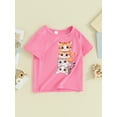 thumbnail image 3 of CIYCuIT Toddler Kids Boys Girls Summer T-shirt 1T 2T 3T 4T 5T 6T 7T 8T Cartoon Cat Print Short Sleeve Pullovers Little Boys Girls Crew Neck Graphic Tops for Casual Daily, 3 of 9