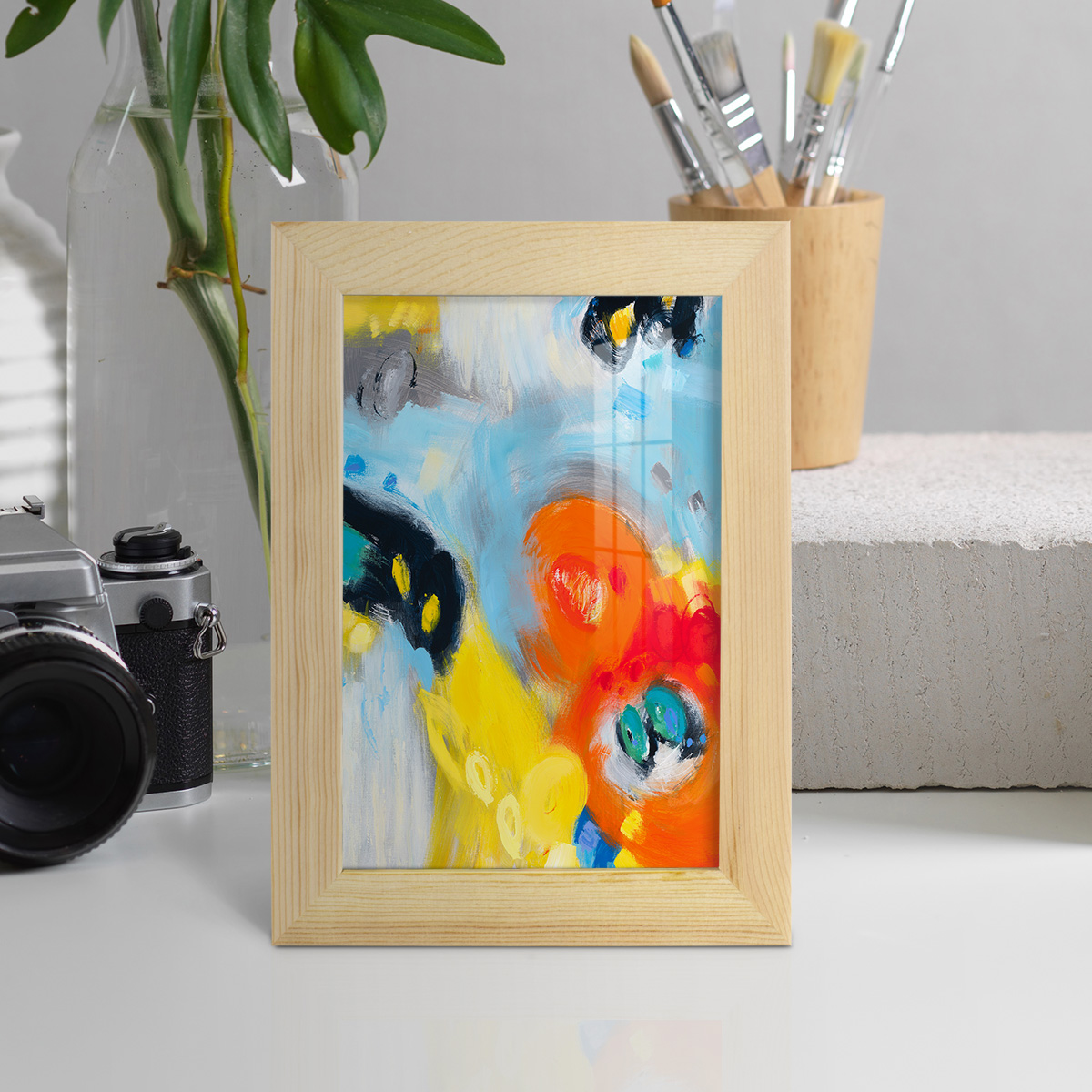 In the Loop II -Framed Print w/glass-Natural Wood