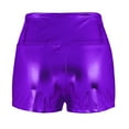 thumbnail image 5 of Yartina Womens Oily Glossy Booty Shorts Solid Color Hot Pants High Waist Underwear Rave Dancewear Purple L, 5 of 7