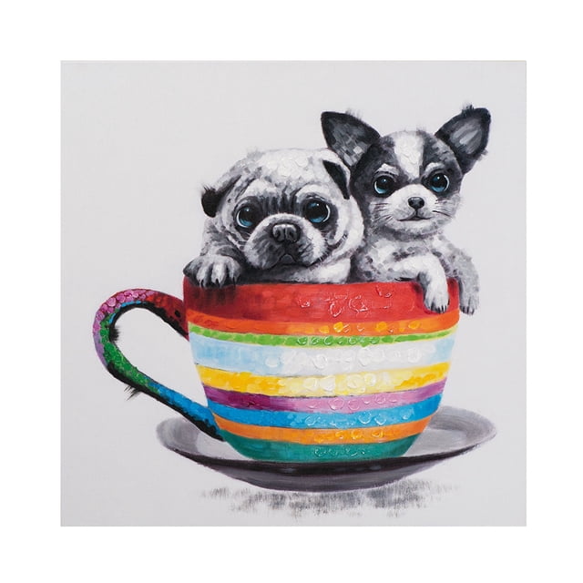 Cuadros Decorativos Kit de pintura de diamantes 5D Perros en taza Taladro redondo completo Arte de pared DIY (L3118) Likrtyny embutido en tela