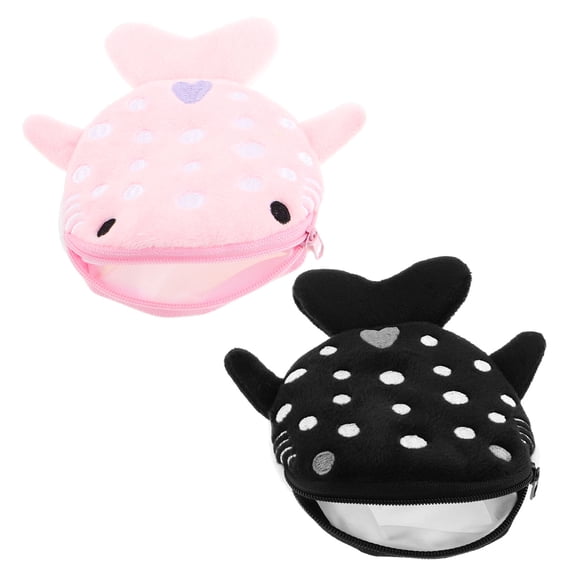 DRAFIDEEP 2-Pack Plush Pouches, Small Zippered Money Bags in Assorted Colors, Cute and Eye-Catching Wallets