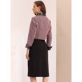 thumbnail image 3 of Chaqueta Corta de Tweed para Mujer Blazer Vintage de Tela de Cuadros con Solapa y Doble Botonadura rojo M, 3 of 5