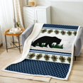 thumbnail image 2 of Farmhouse Decor,Rustic Black Bear Fleece Blanket 60"x80",Blue Checkered Buffalo Plaid Blanket for Teens,Woodland Wildlife Lodge Cabin Throw Blanket Pine Trees Pinecone Patchwork Blanket, 2 of 6