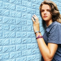 IBASETOY 1Pcs Brick Removable Wallpaper for Easy Installation Wall Adhesive Decor Light Blue