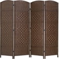 thumbnail image 1 of Room Divider Folding Privacy Divider 6 Ft Indoor Wall Divider Portable Partition Wood Screen, Brown (4 Panel), 1 of 8