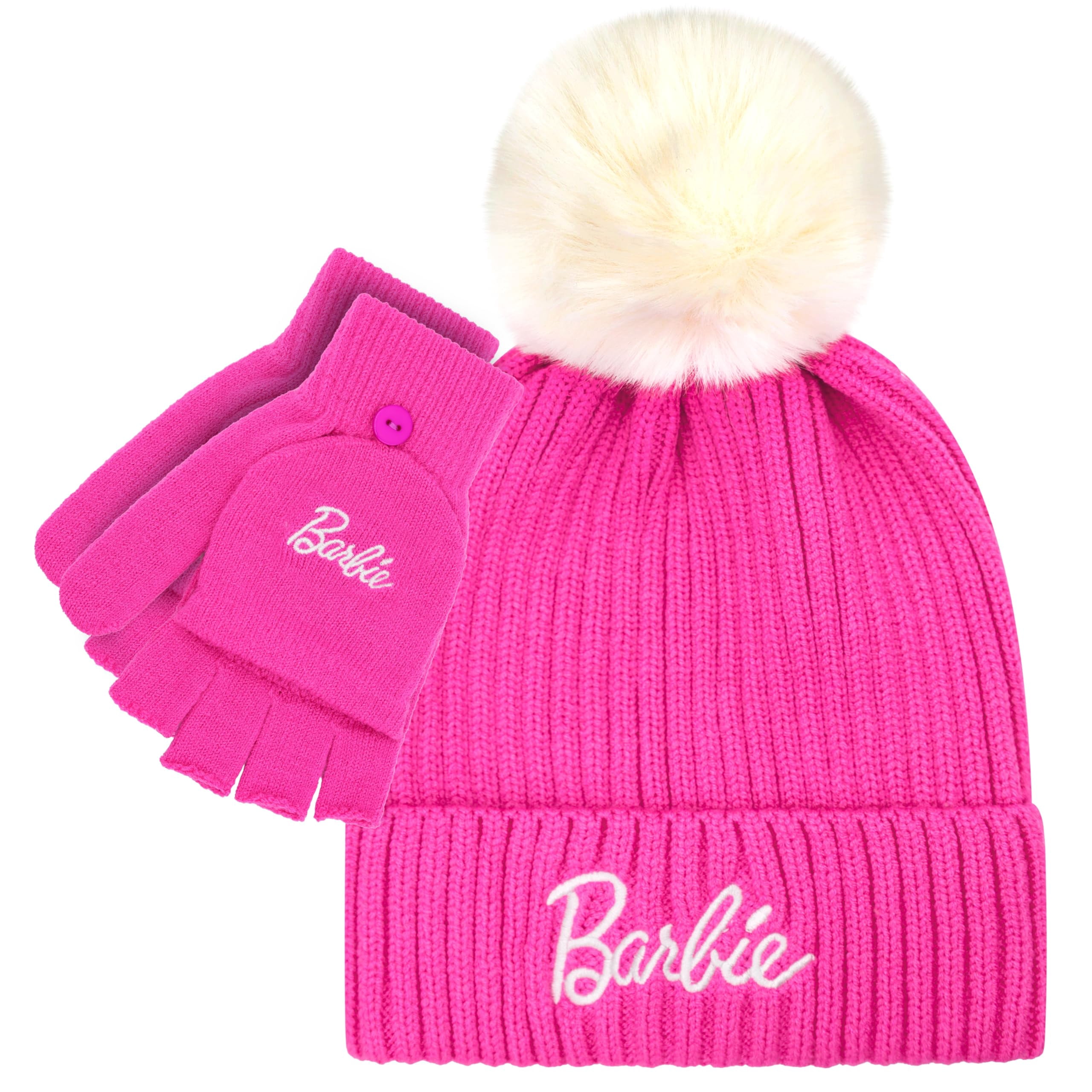 Barbie Girls Winter Hat with Gloves for Ages 5-13 Years 