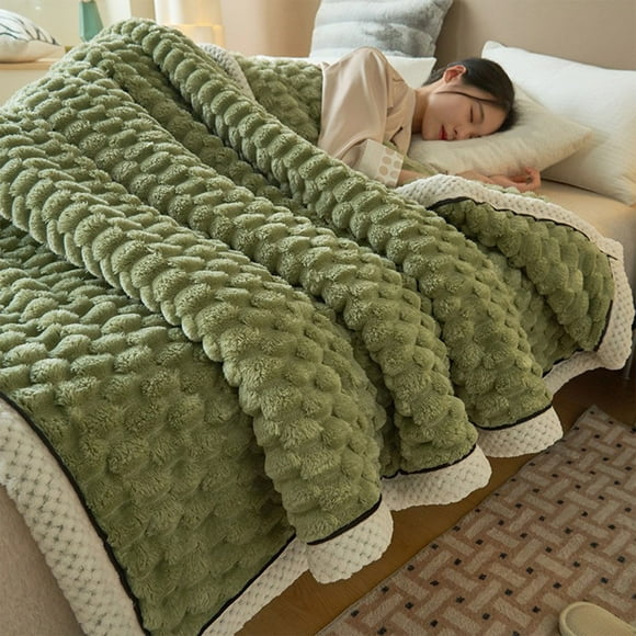 Extra Thick Double Layer Flannel Fleece Blanket | Super Soft & Warm Throw for Bed, Couch, or Office Nap | 200x150cm Microfiber Polyester