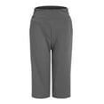 thumbnail image 4 of felwors Capris for Seniors Stretch High Waisted Crop Office Work Pants Summer Casual Capri Slacks Yoga Dress Pant Dark Gray, L, 4 of 5
