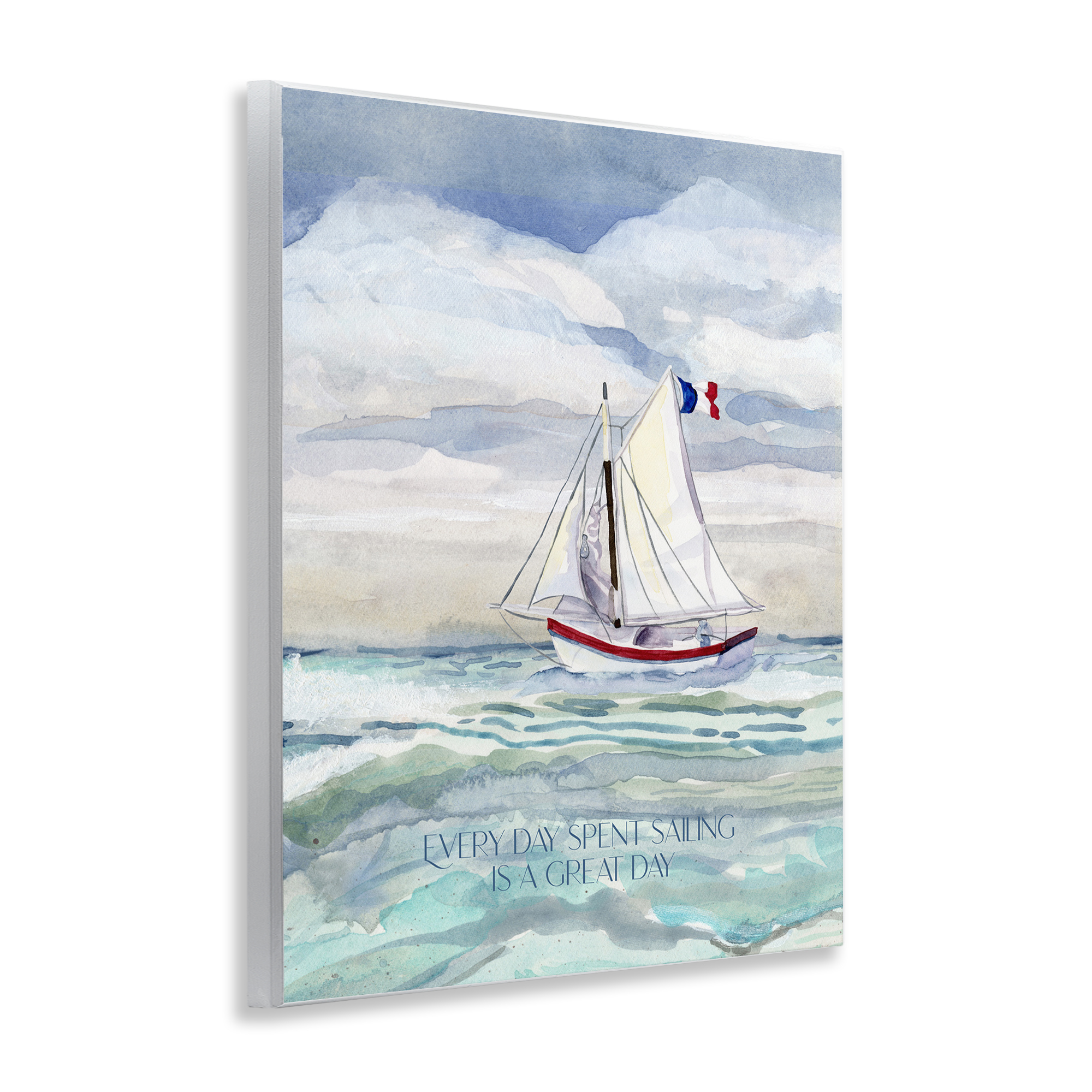 Stupell Industries Great Day Sailing Phrase Transportation Painting Unframed Art Print Wall Art, 11 x 14