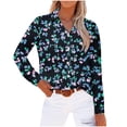 thumbnail image 4 of Levmjia Womens Shirt Blouse Long Sleeve Cotton V Neck Casual Work Office Button Down Top Comfortable Breathable Wrinkle Free Spring Fall Fashion, 4 of 5