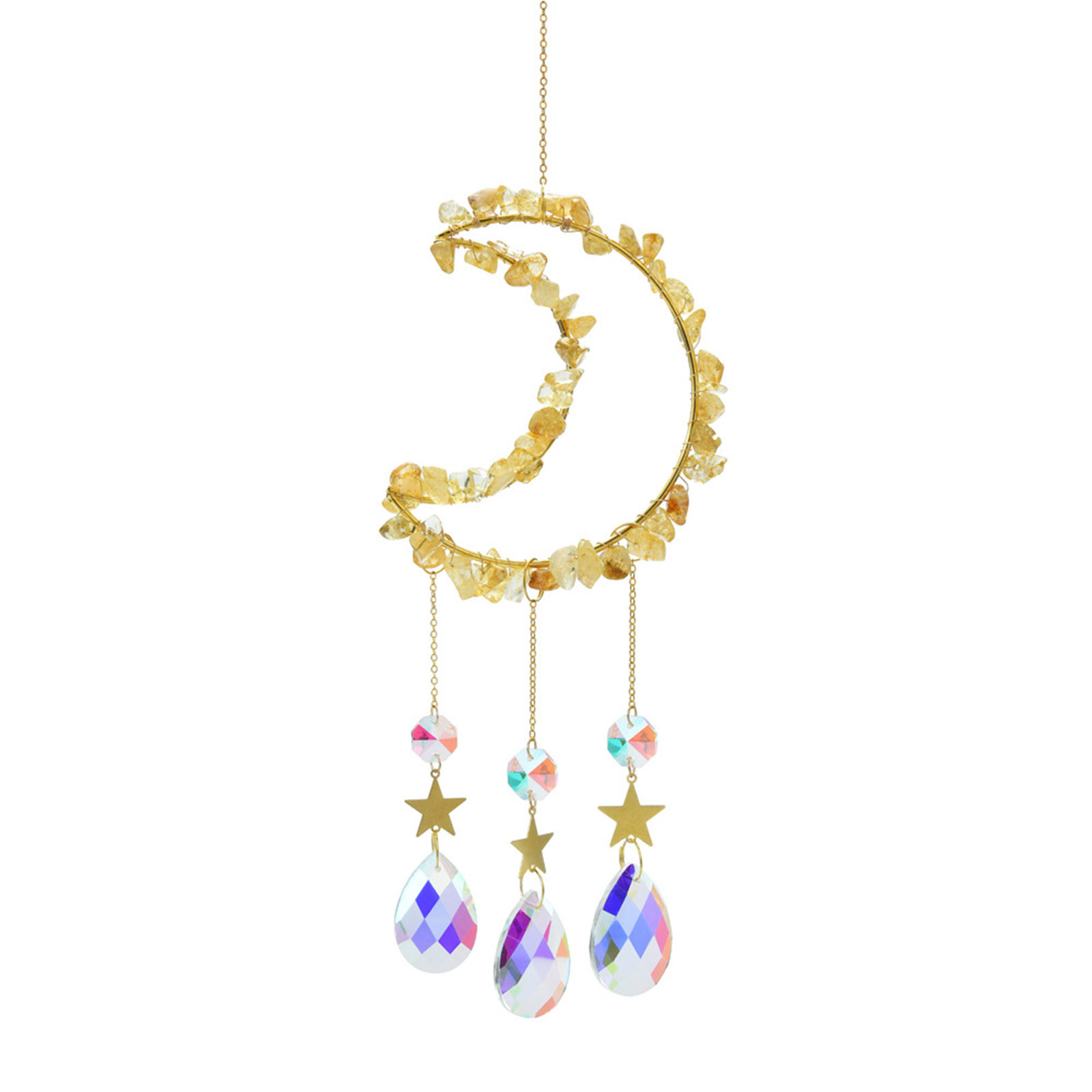 Sunggoko Crystal Suncatchers Hanging Wind Chime Style Garden Suncatcher Rainbow Handmade Gold