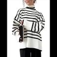 thumbnail image 1 of Suéter de Cuello Alto A Rayas para Mujer, Suéter Holgado Que Combina con L, 1 of 10