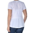 thumbnail image 3 of MAISON JULES $34 Womens New 1397 White Striped Short Sleeve Hi-Lo Top L B+B, 3 of 3