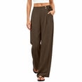 thumbnail image 5 of JYnXIANTI Wide Leg Pants for Women Loose Flowy High Waist Pants Breathable Beach Trousers Travel Outfit with Pockets(Brown,XX-Large), 5 of 7