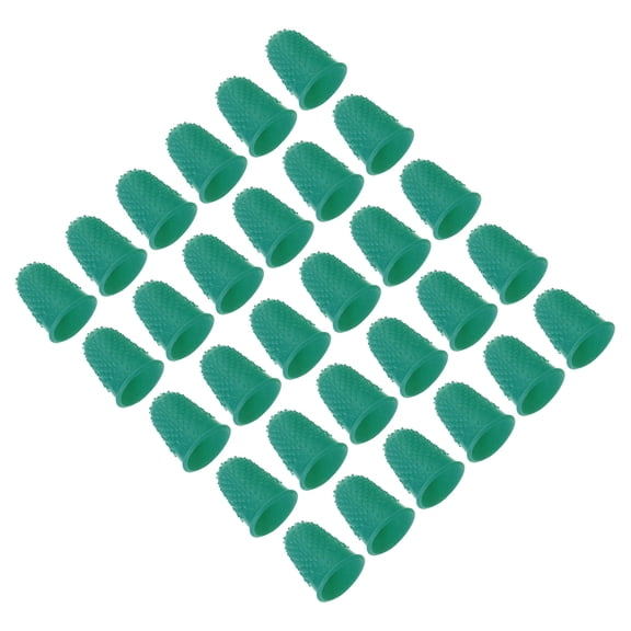 Uxcell Rubber Finger Tips, Pack Silicone Thumb Fingertip Protector Finger Cots Covers Guard Pads Thimble Grips for Office, Green 30pcs S Size