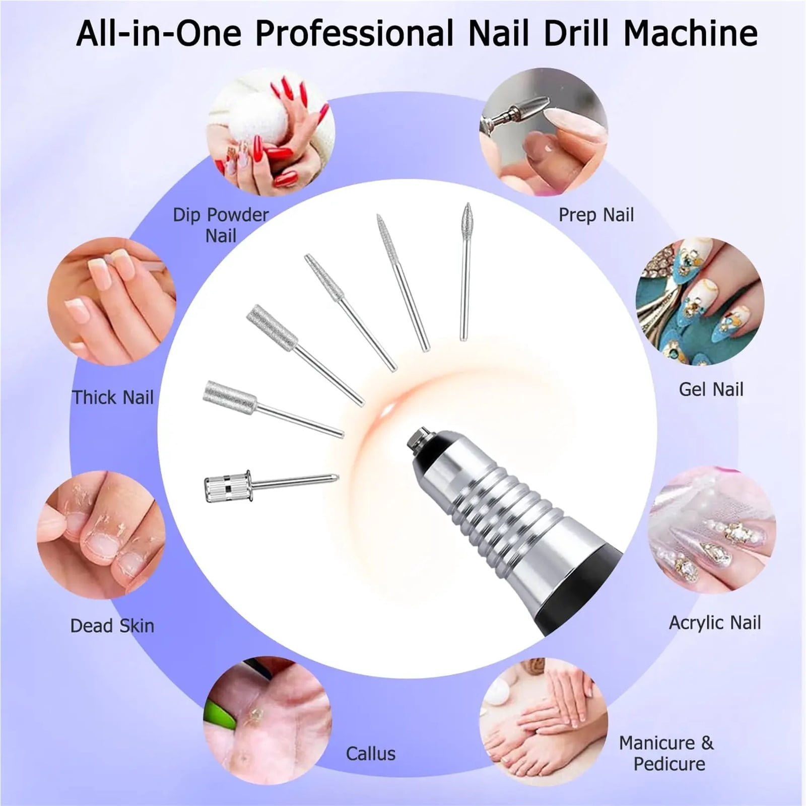 Acrylic Nail Drill-Electric Nail Drill with Foot Pedal E File Manicure Set Electric Nail File with NailDrill Bits