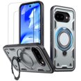 thumbnail image 1 of Pour Google Pixel 9A Case, Compatible avec MagSafe, 2 Pack Glass Screen Protector, Built-in KickStand Grip Ring, Heavy Duty Military Grade Shockproof Rugged Phone Étui pour Pixel 9A 6.3 Pouces(Gray), 1 of 5