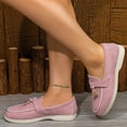 thumbnail image 3 of Rokment Women's Fringe Slip on Penny Loafers Suede Tassel Platform Chunky Low Heel Ballet Flat Oxfords Boho Beach Casual Fashion Walking Dress Shoes A Size 6, 3 of 7