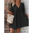thumbnail image 5 of Womens Summer Casual Short Sleeve Dresses A Line Bow-Knot Tie Front Babydoll Loose Cute Mini Dress Black M, 5 of 10