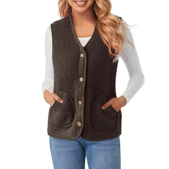 Lixiuxyad Jacket for Women Women's Autumn And Winter And Thick Imitation Lamb Wool Vest Warm Vest Brown