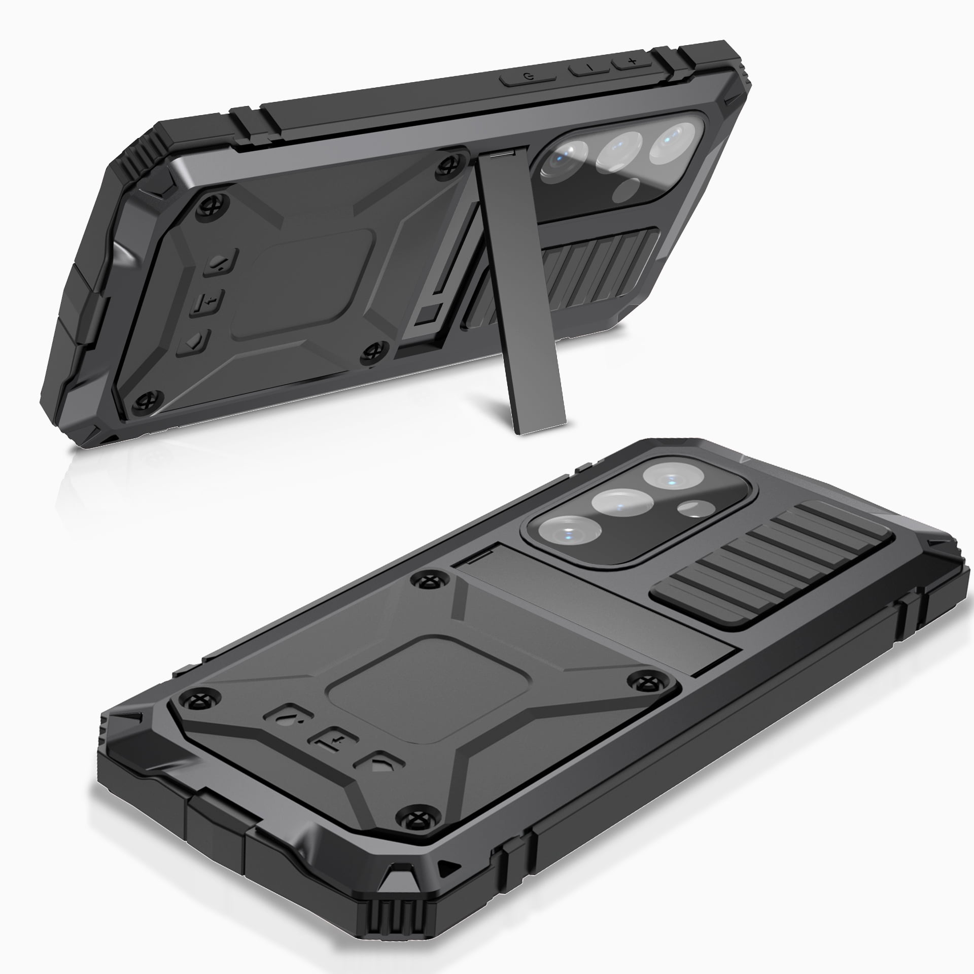 for Samsung Galaxy S25 Plus Metal Case, with Kickstand Screen Protector Case Sturdy Military Armor Durable Full Body Heavy Duty Shockproof Drop Tested Outdoor Case for Galaxy S25 Plus - Black