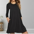 thumbnail image 5 of Uootdi Long Sleeve Shirts for Women A-line Casual Tshirt Dress Casual Loose Swing Dresses Plain Short Dresses with Pockets Gift, 5 of 7