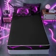 thumbnail image 4 of Erosebridal Neon Purple Game Controller Zipper Twin Comforter Sets with Fitted Sheet and 2 Pillowcases for Boys Men, Honeycomb Hexagon Zipper Bedding Set, Black Reversible, 4pcs, 4 of 7
