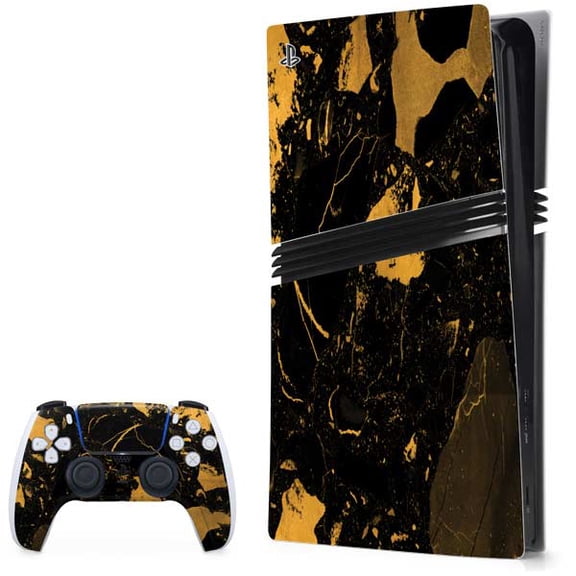 Skinit Black and Gold Scattered Marble PS5 Pro Bundle Skin
