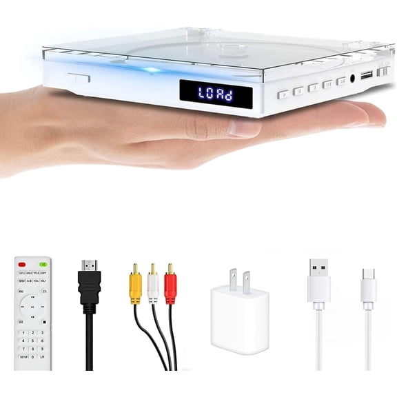 Mini DVD Player, AV Output and USB Input, PAL NTSC Auto-Switch System Portable DVD Player with HDMI/RCA Cable and Remote Control