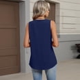 thumbnail image 3 of longantii Tank Tops for Women Summer Sleeveless Loose Fit V Neck Button Down T Shirts Basic Tee Casual Loose Trendy Clothes 2026 Navy S, 3 of 4