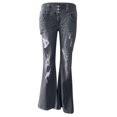 thumbnail image 4 of BangWanChi Womens Jeans High Waisted Fashion Ladys High Waisted Lacing Loose And Comfortable Stretch Wide Leg Straight Pants, 4 of 5