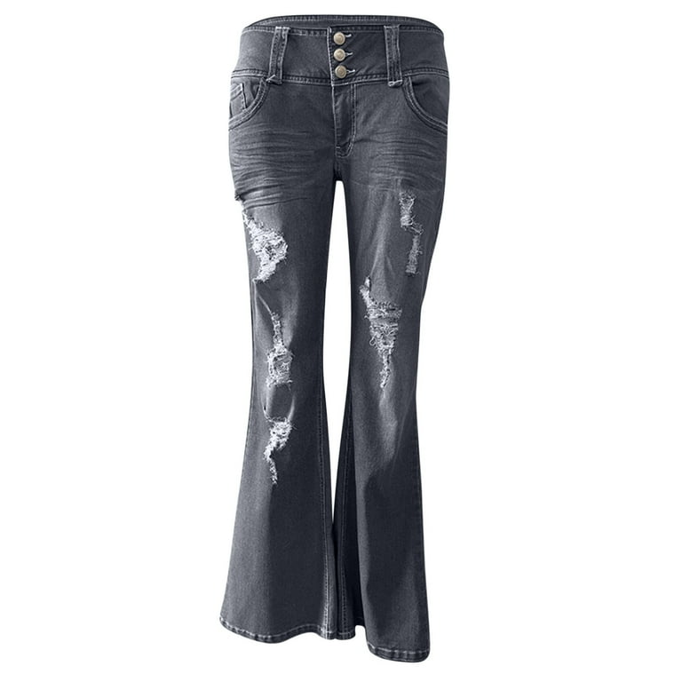 Fnochy Women's Legendary Mid Rise Flare Jean