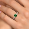 thumbnail image 4 of Gem Stone King 14K Two Tone Gold Green Nano Emerald and Lab Grown Diamond Engagement Ring for Women | 1.87 Cttw | Round 7MM | Gemstone May Birthstone | Size 5, 4 of 6