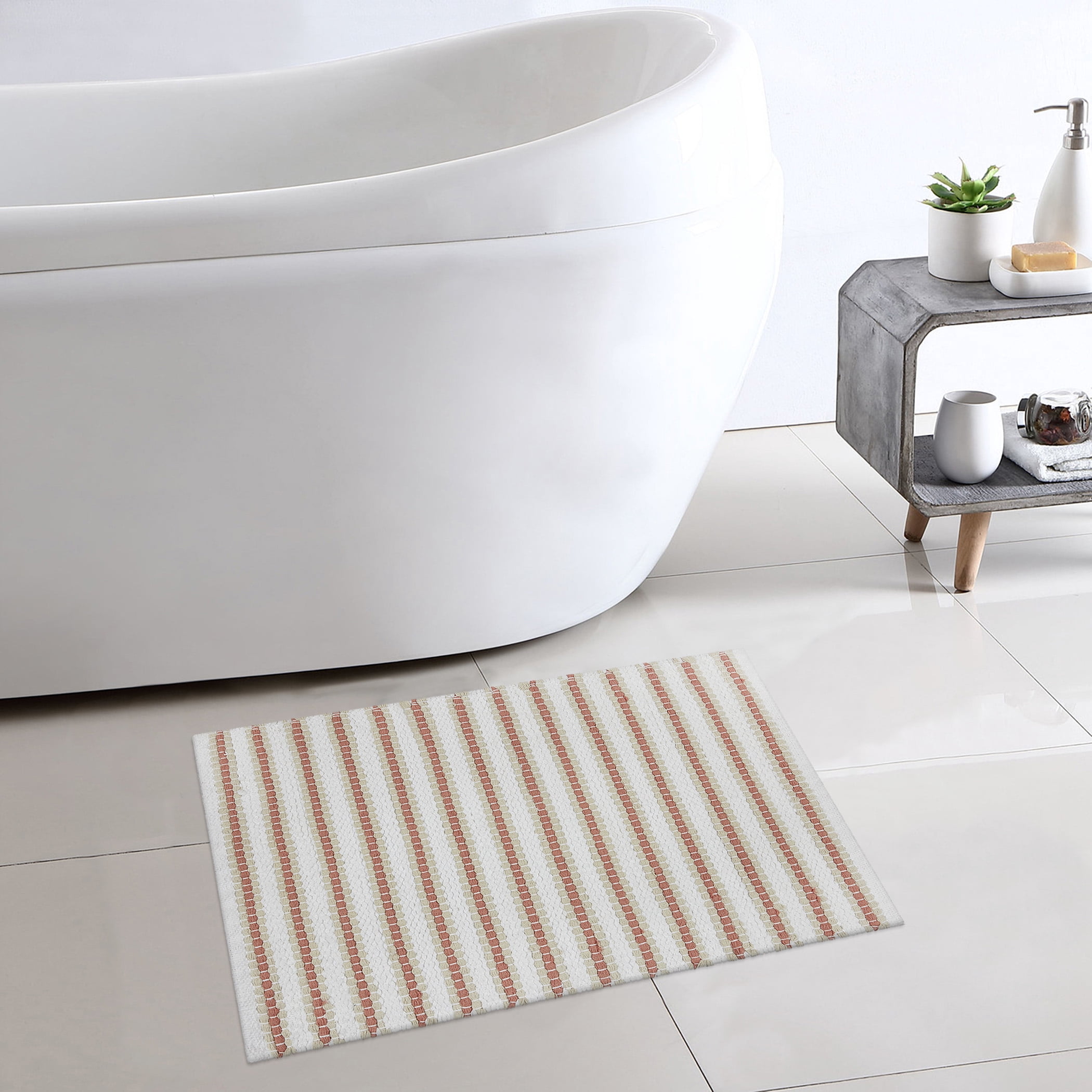 Mainstays Performance Handwoven Cotton Bath Rug, Terracotta Dream, 17" x 24"