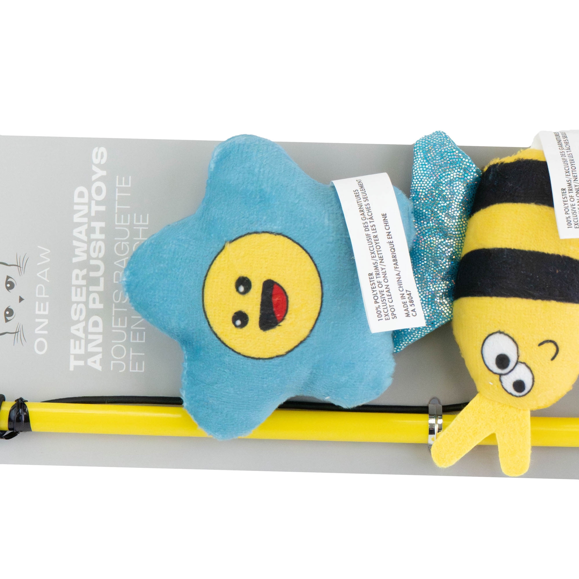 One Paw, Honey Dangler, 3-Pack, with Wand, Bee and Flower Plush Cat Toys