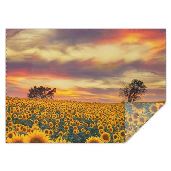 Sunset Sunflower Field Scene Rectangle Tablecloth 60"x84",Waterproof Polyester Rectangle Table Cloth, Wipeable Spillproof Polyester Tablecloth for Dining, Camping, Indoor and Outdoor
