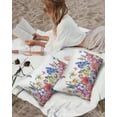 thumbnail image 3 of Waterproof Throw Pillow Covers, Spring Floral Flowers Pink Blue Purple Red Decorative Pillowcase Soft Cushion Case for Patio Couch Tent Balcony, Set of 2 Rectangle, 20"X12", 3 of 6