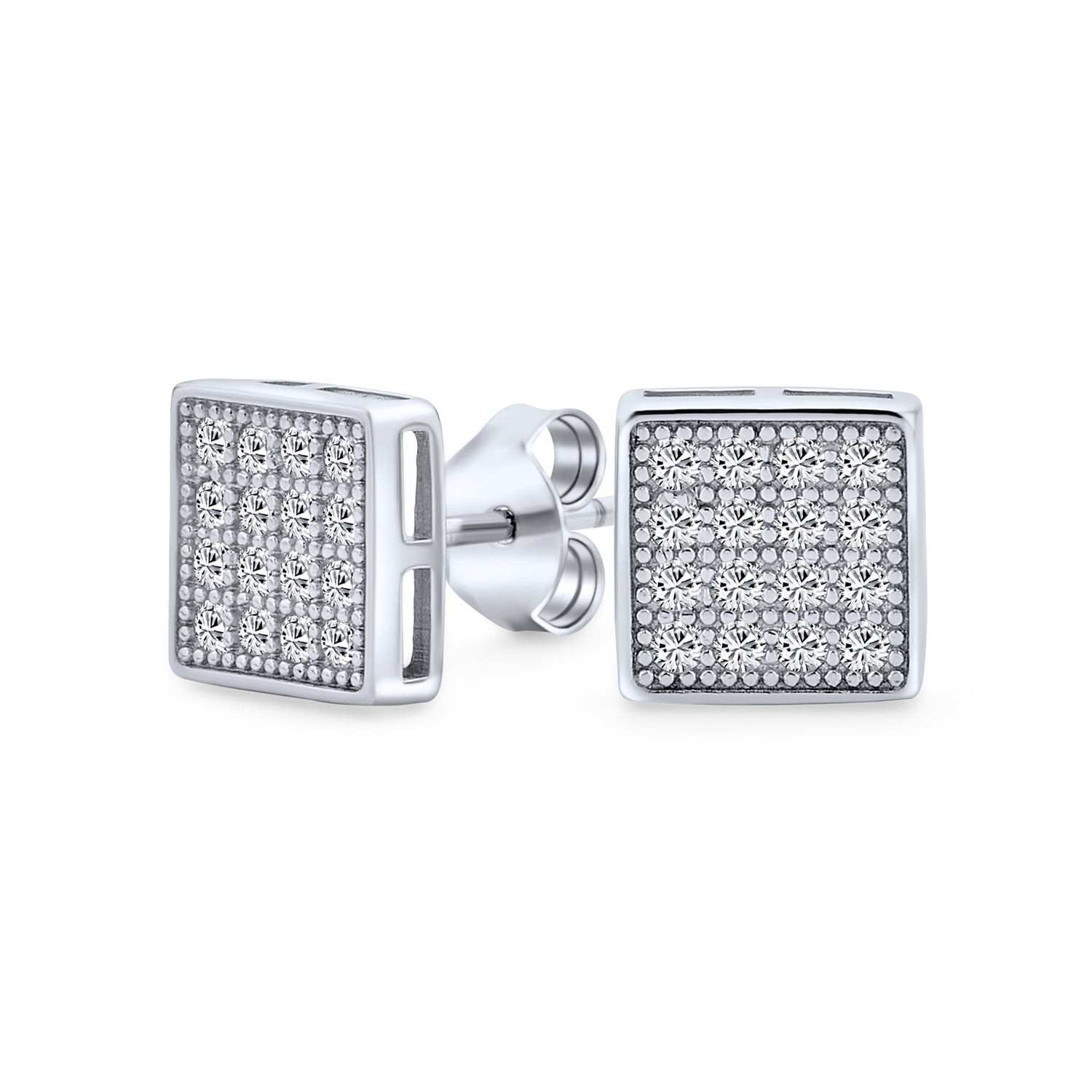 Silver Crystal Stud Earrings For Women Luxury Cubic Zirconia Paved Wedding Earring Jewelry Accessory