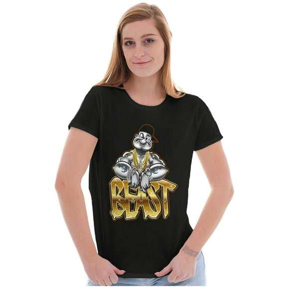 Urban Popeye Bling Beast Cartoon Women's T Shirt Ladies Tee Brisco Brands S