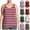 Pink, variant on CYRBOKO Tank Tops for Women, Striped Crew Neck Plus-size Summer Sleeveless Shirts Pink Size 5XL
