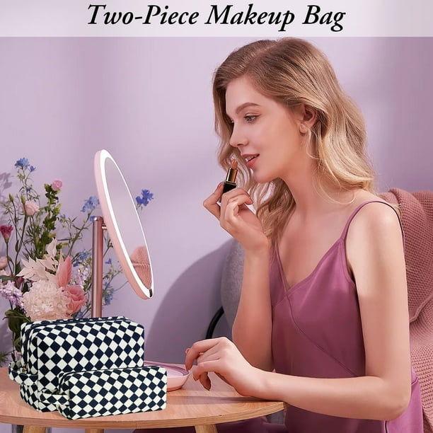 YOOLIFE Birthday Gifts for Women Cute Makeup Bag Cosmetic Travel Bag Mothers Day Gifts for Mom Gifts for Teen Girls Daughter Gifts Teacher Gifts Graduation Gifts Bride Gifts Makeup Pouch Navy Blue