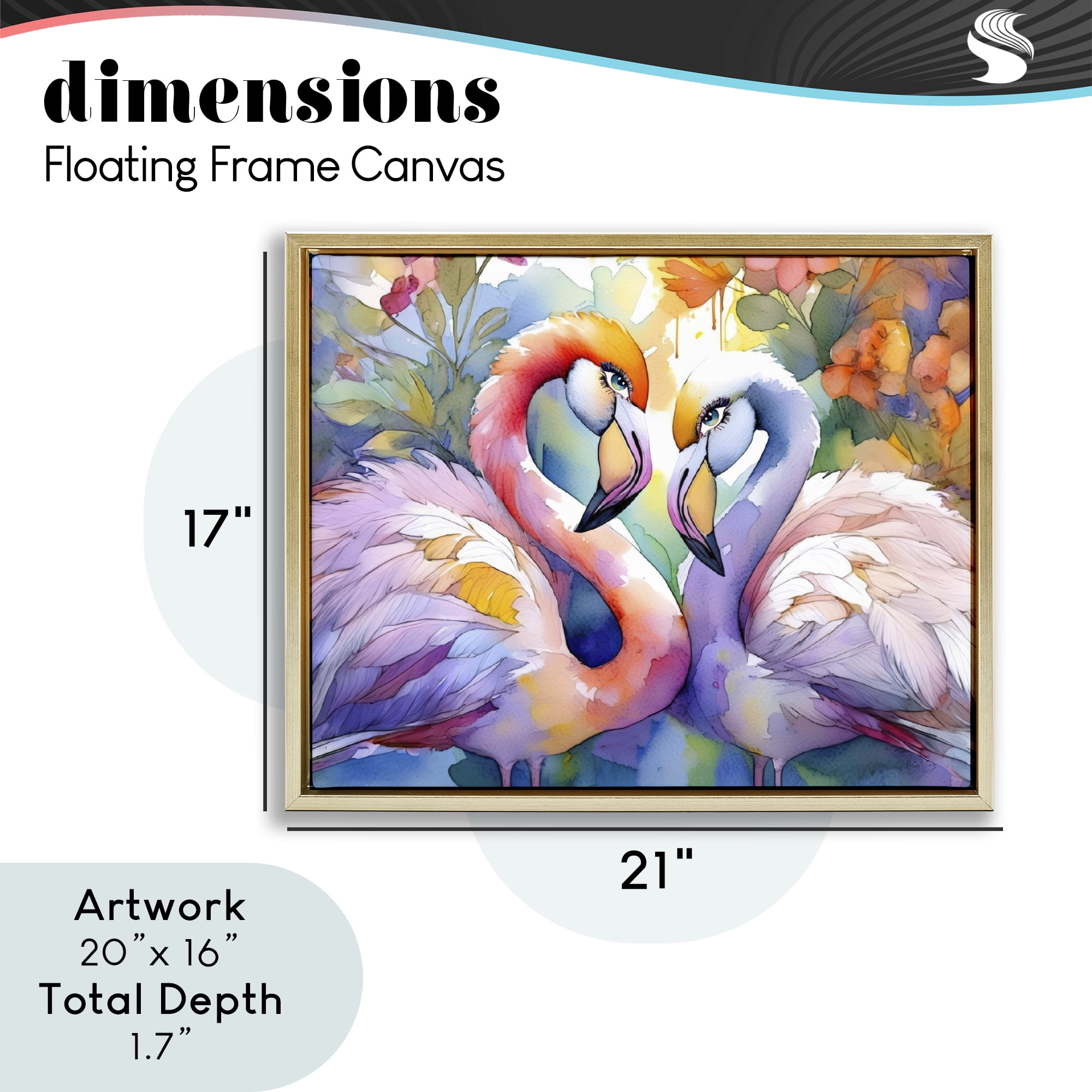 Stupell Industries Flamingo Love Pair Gold Framed Floater Canvas Wall Art, design by Shelly Craig