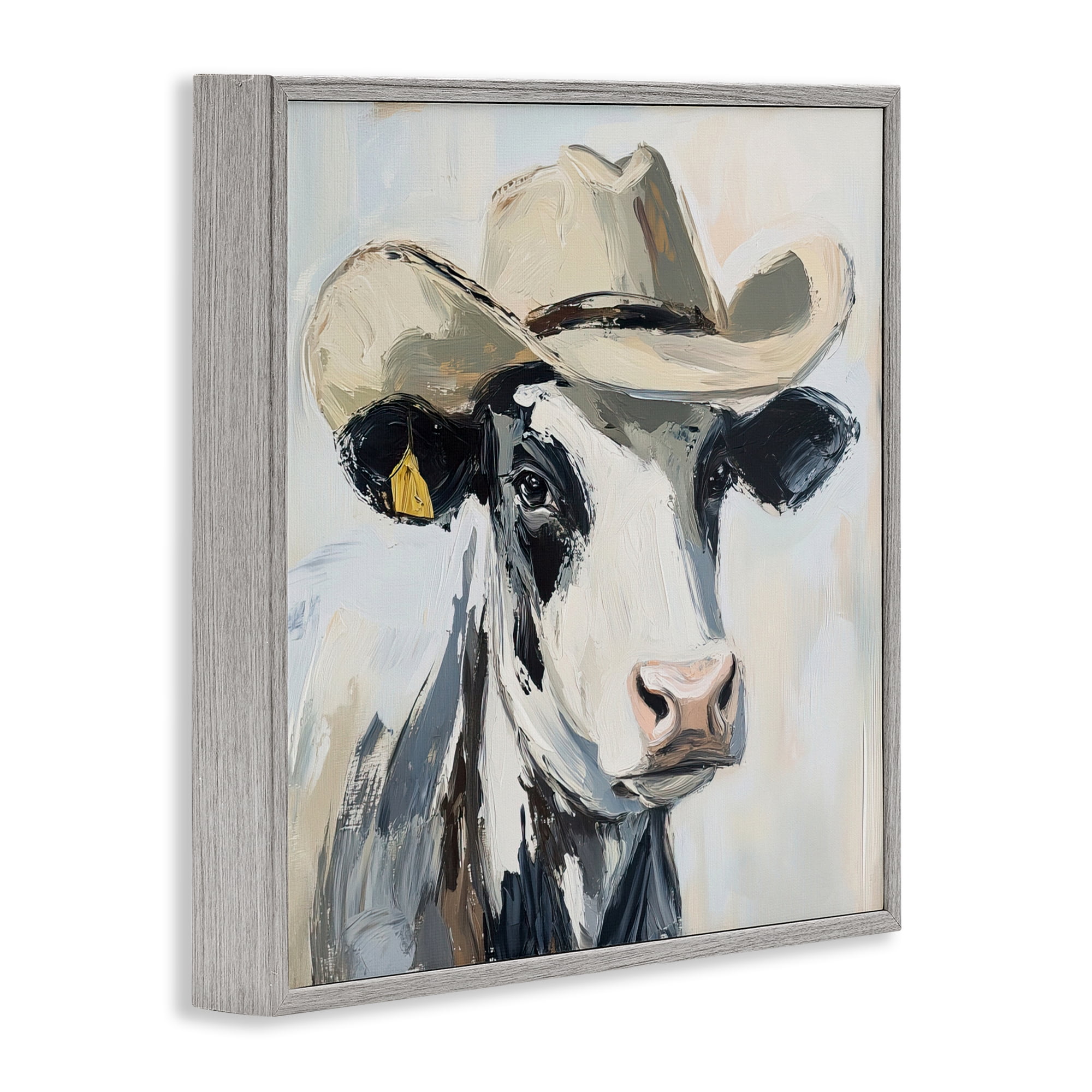 Stupell Industries Cowboy Carl Cow Gray Framed Giclee Art, design by Tina LeCour