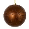 thumbnail image 1 of Vickerman N182576D 4.75 in. Mocha Candy Ball Ornament with Circle Glitter Pattern  4 per Bag, 1 of 3