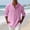 Pink, variant on IROINNID Men Solid Slub Linen Blend Mandarin Collar Half Button Henley Shirt Roll Tab Adjustable Long Sleeve Loose Breathable Casual Vacation Pullover Top(Pink,M)Blouses & Tops