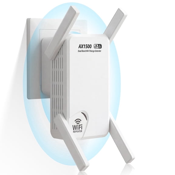 WiFi Extender Signal Booster for Home AX1500, WiFi 6 Range Extender Wireless Repeater, Internet Extender Booster 5G, Long Range Signal Amplifier, Extend WiFi Coverage, Many Devices, Fix Dead Zones