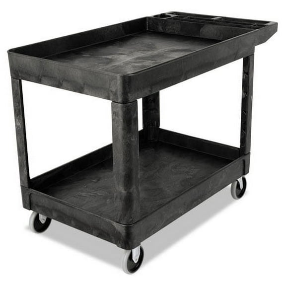 Heavy-Duty Utility Cart, Two-Shelf, 25-7/8 X 45-1/4 X 33-1/4, Black