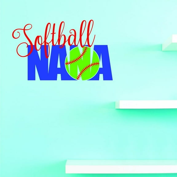 Custom Decals Softball Nana Wall Art Size: 14 X 28 Inches Color: Multi